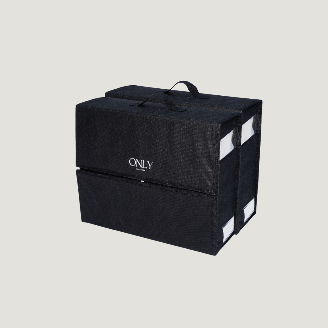 Twin Black Linen Organiser Set